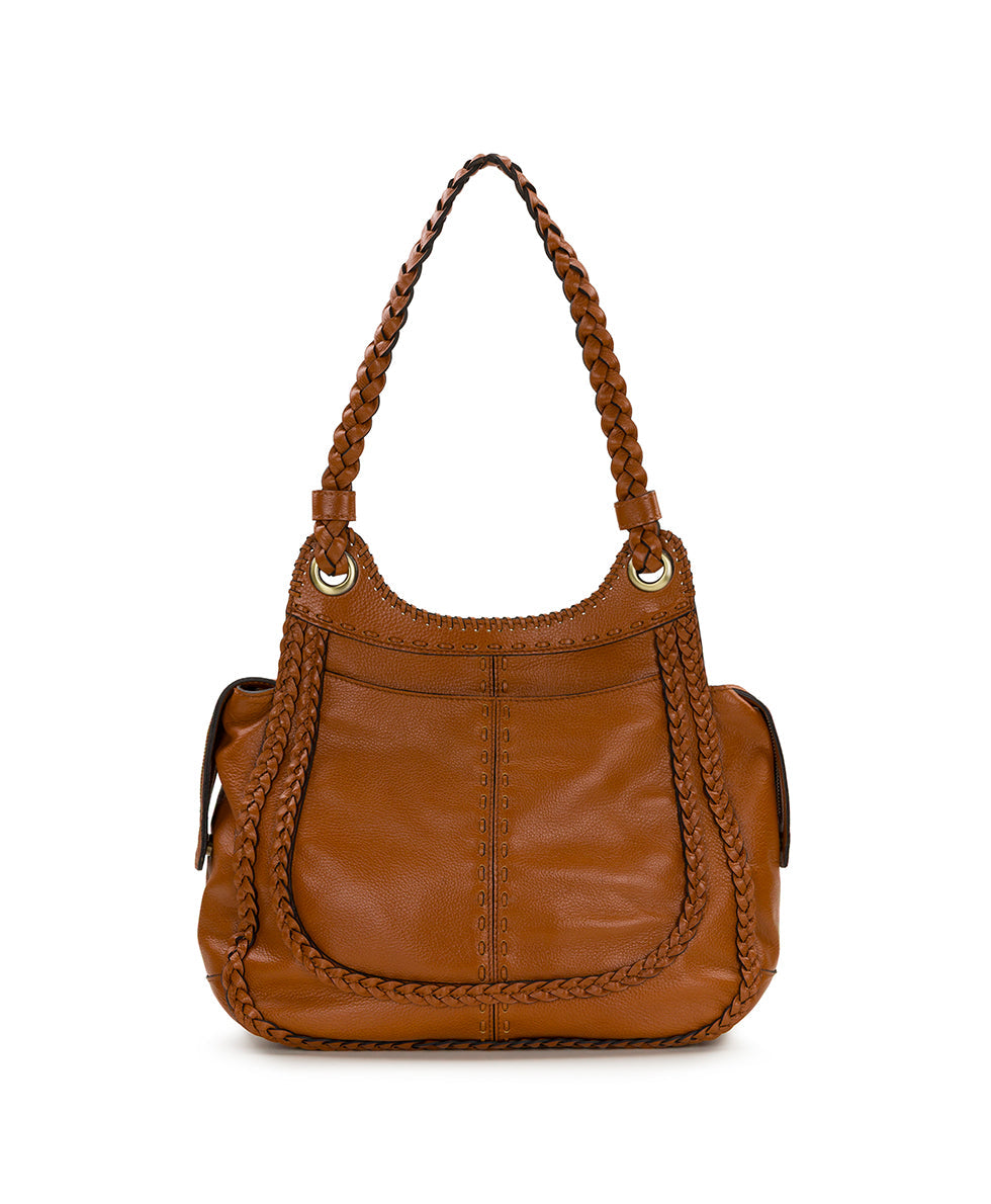 Adria Satchel | Rugged Natural Grain | Cognac