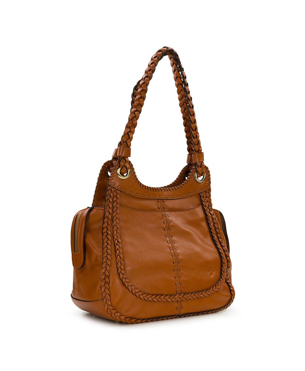 Adria Satchel | Rugged Natural Grain | Cognac