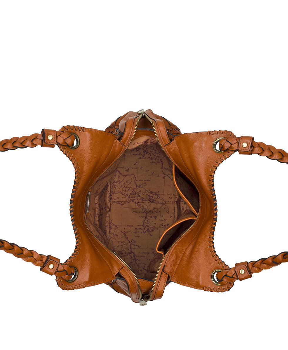 Adria Satchel | Rugged Natural Grain | Cognac