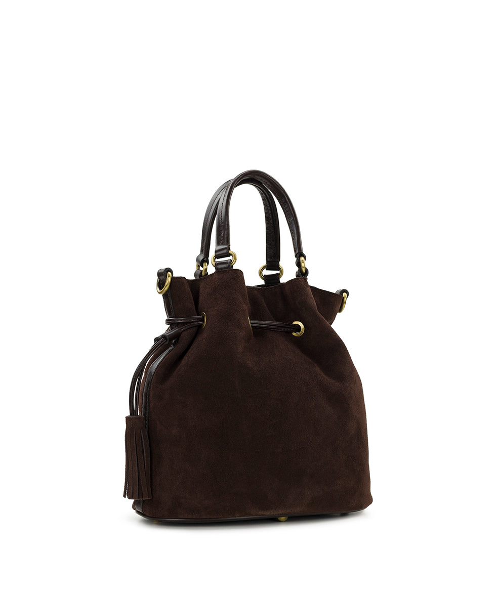 Anya Satchel With Hang Off | Suede Leather | Chocolate