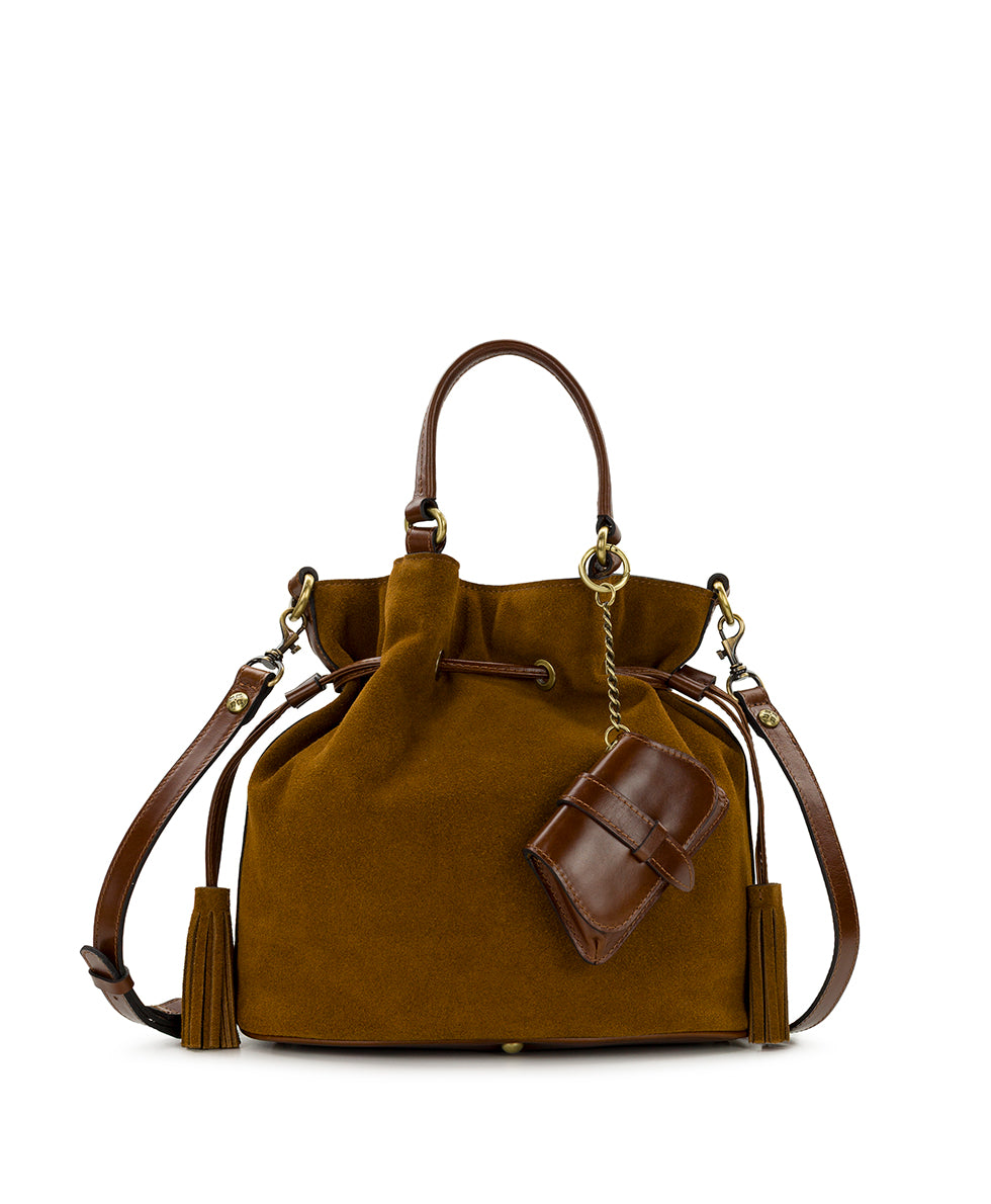 Anya Satchel With Hang Off | Suede Leather | Cognac