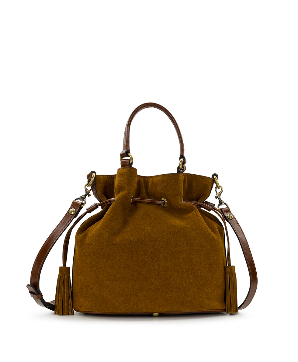 Anya Satchel With Hang Off | Suede Leather | Cognac