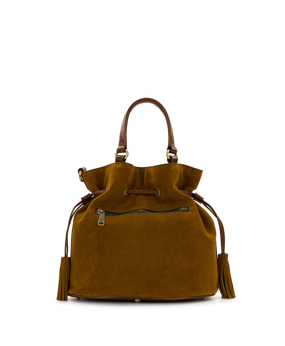 Anya Satchel With Hang Off | Suede Leather | Cognac