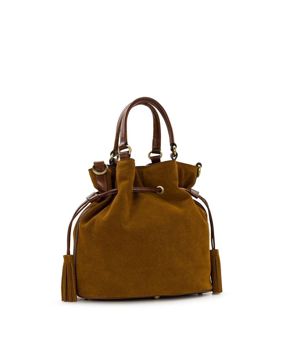 Anya Satchel With Hang Off | Suede Leather | Cognac