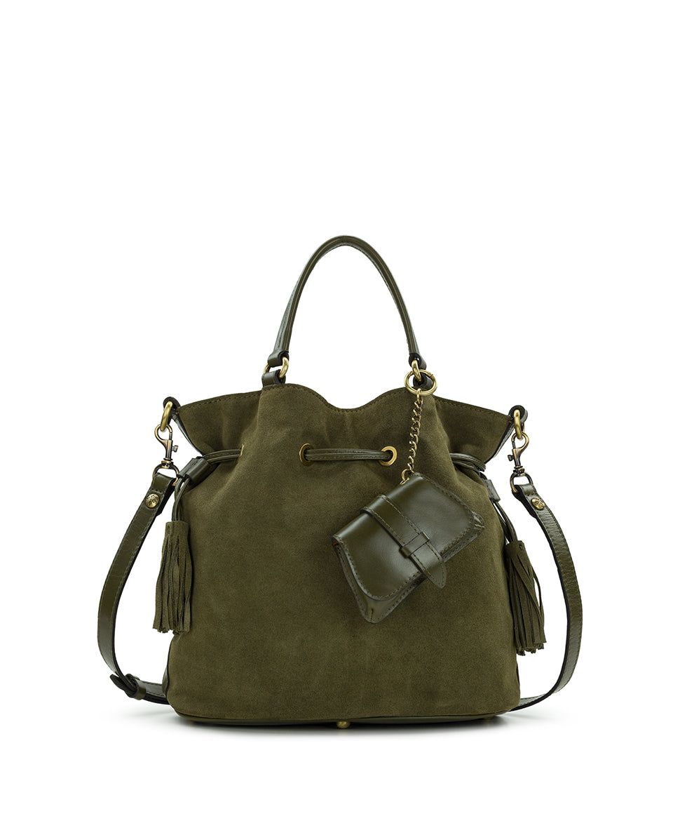 Anya Satchel With Hang Off | Suede Leather | Olive
