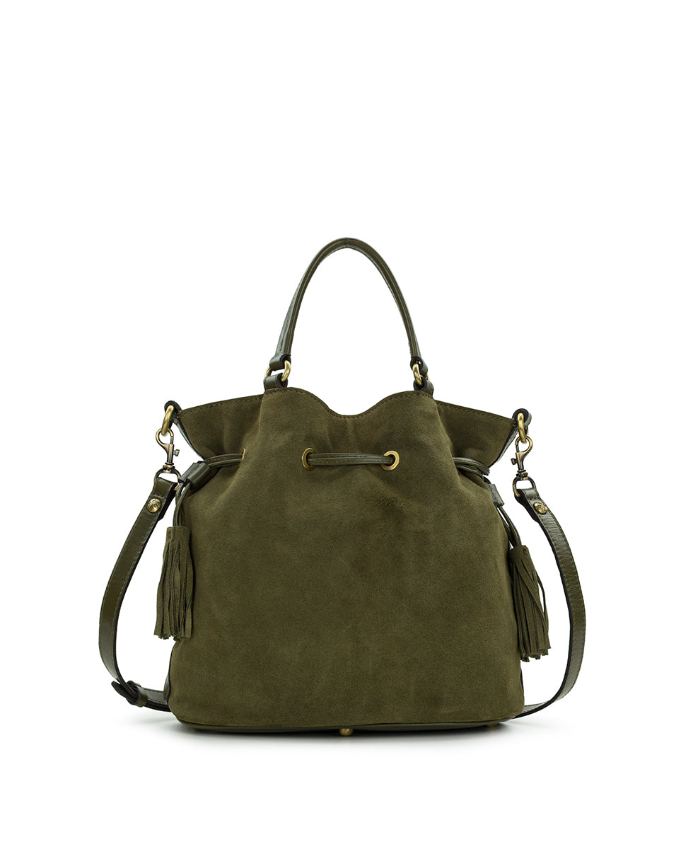 Anya Satchel With Hang Off | Suede Leather | Olive
