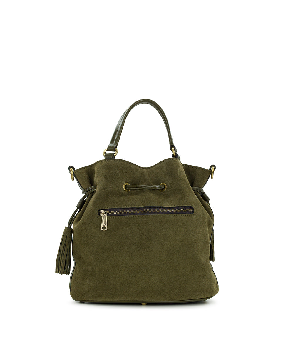 Anya Satchel With Hang Off | Suede Leather | Olive