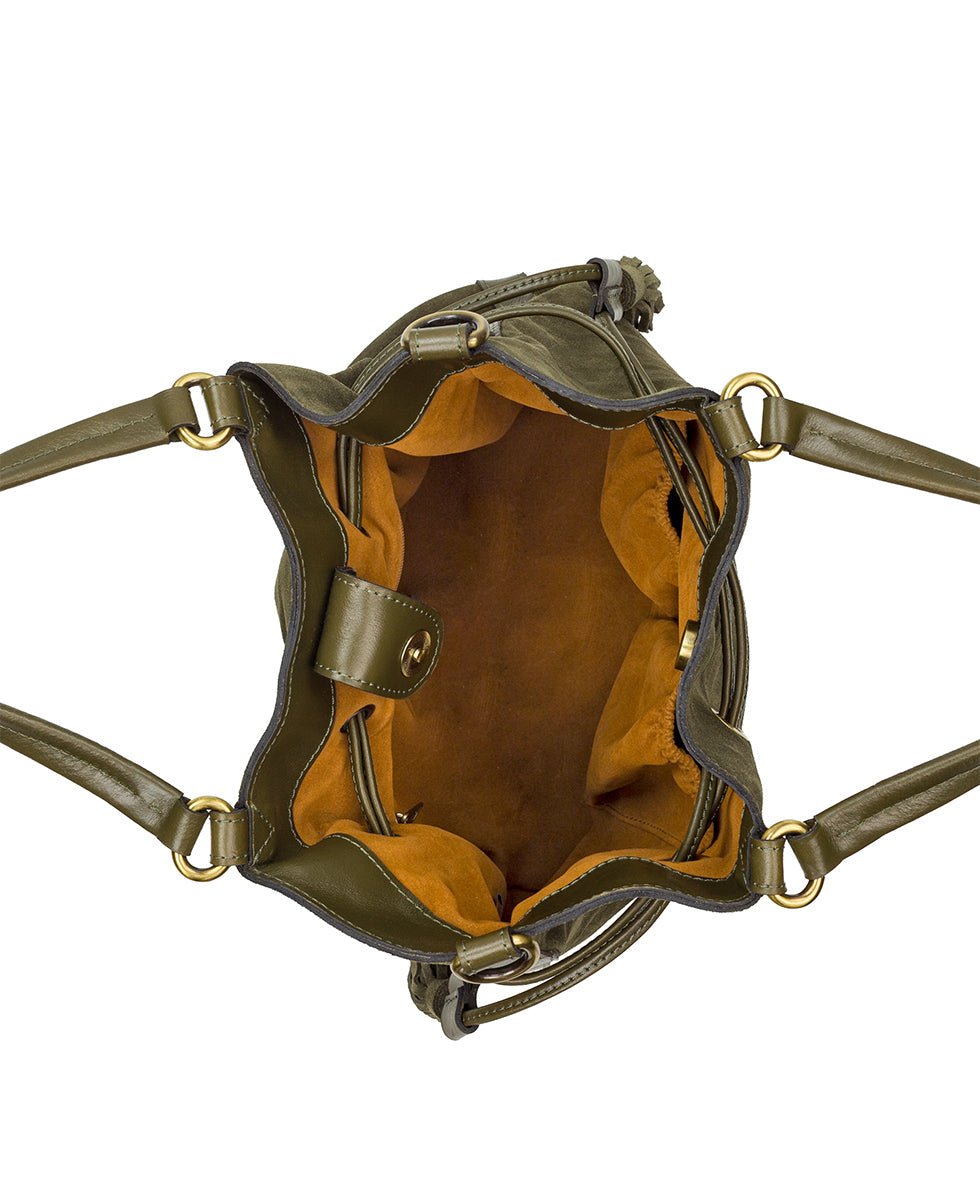 Anya Satchel With Hang Off | Suede Leather | Olive