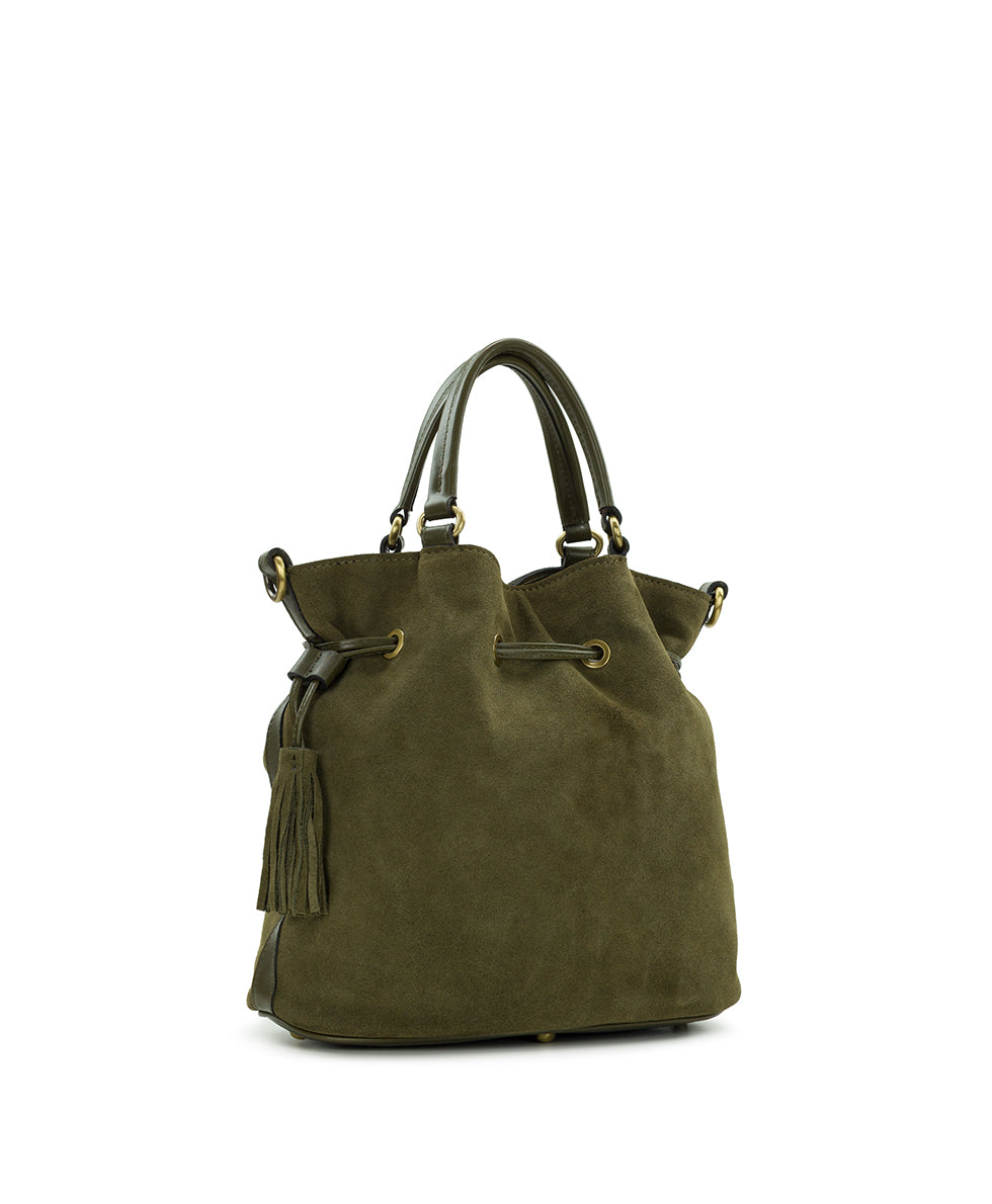 Anya Satchel With Hang Off | Suede Leather | Olive